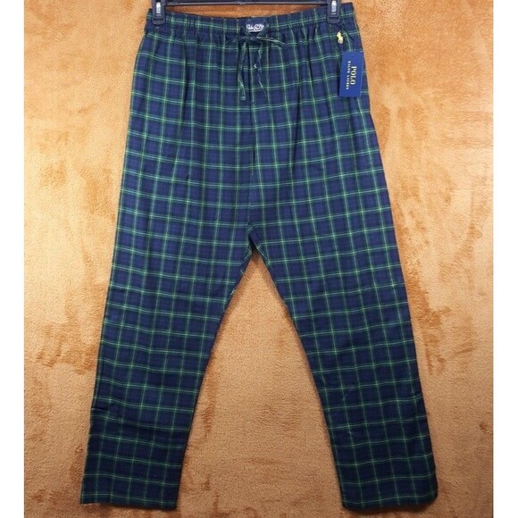 POLO RALPH LAUREN Pajama Pants Mens XL Green Blue Black Watch Tartan Plaid PJs - Picture 1 of 9
